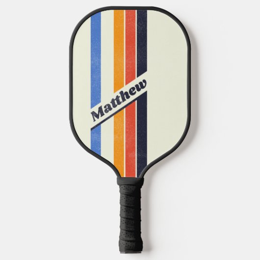 Noodlijdende Retro vijf Gestreepte Donker met Naam Pickleball Paddle (Voorkant)