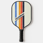 Noodlijdende Retro vijf Gestreepte Donker met Naam Pickleball Paddle (Achterkant)
