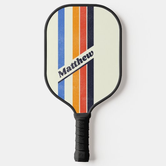 Noodlijdende Retro vijf Gestreepte Donker met Naam Pickleball Paddle (Achterkant)