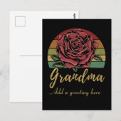 Noodlijdende Retro Zonsondergang Rode Roos Oma Briefkaart (Voorkant / Achterkant)