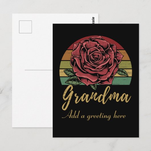 Noodlijdende Retro Zonsondergang Rode Roos Oma Briefkaart (Voorkant / Achterkant)