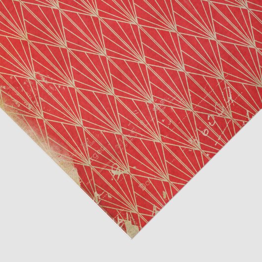Noodlijdende Rode Art Deco Tissuepapier (Detail)