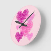 Noodlijdende roze hartcollage ronde klok (Hoek)