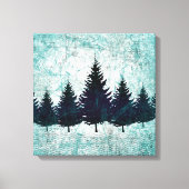 Noodlijdende Rustieke Evergreen Pine Trees Forest Canvas Afdruk (Voorkant)