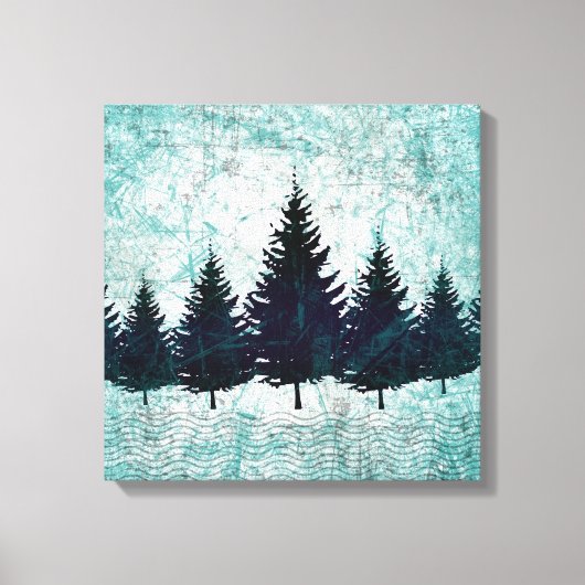 Noodlijdende Rustieke Evergreen Pine Trees Forest Canvas Afdruk (Voorkant)