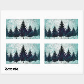 Noodlijdende Rustieke Evergreen Pine Trees Forest Rechthoekige Sticker (Vel)