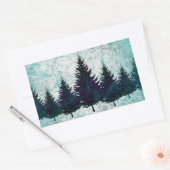 Noodlijdende Rustieke Evergreen Pine Trees Forest Rechthoekige Sticker (Envelop)