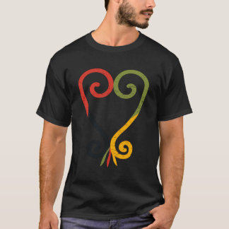 Noodlijdende Sankofa hart in Pan Afrikaanse kleure T-shirt