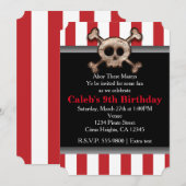 Noodlijdende schedel & Botten Pirate Red Invitatio Kaart (Voorkant / Achterkant)