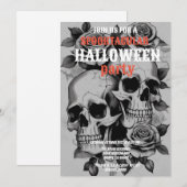 Noodlijdende Skulls Zwart & Wit Halloween Party Kaart (Voorkant / Achterkant)