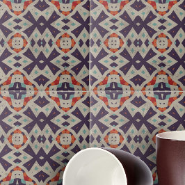 Noodlijdende stenen textuur Etnisch Mozaïek Geomet Tegeltje