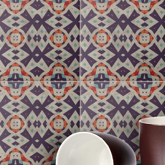 Noodlijdende stenen textuur Etnisch Mozaïek Geomet Tegeltje