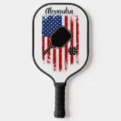 Noodlijdende sterren en strepen Vlag bewerkbare na Pickleball Paddle (Achterkant)
