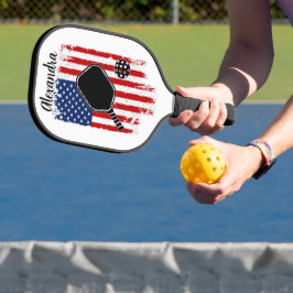 Noodlijdende sterren en strepen Vlag bewerkbare na Pickleball Paddle