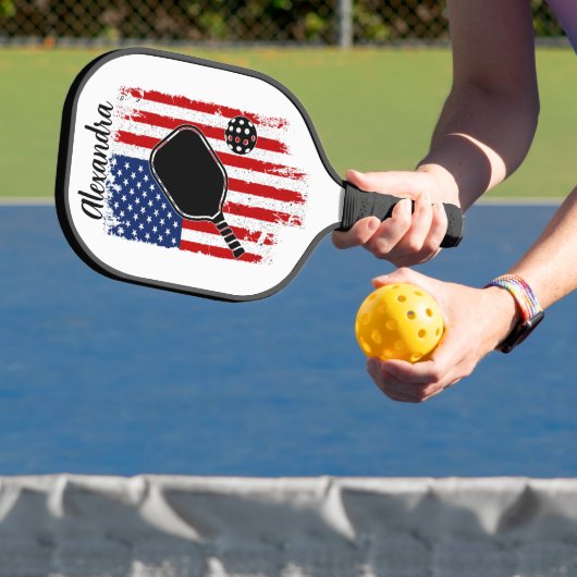 Noodlijdende sterren en strepen Vlag bewerkbare na Pickleball Paddle (Insitu)