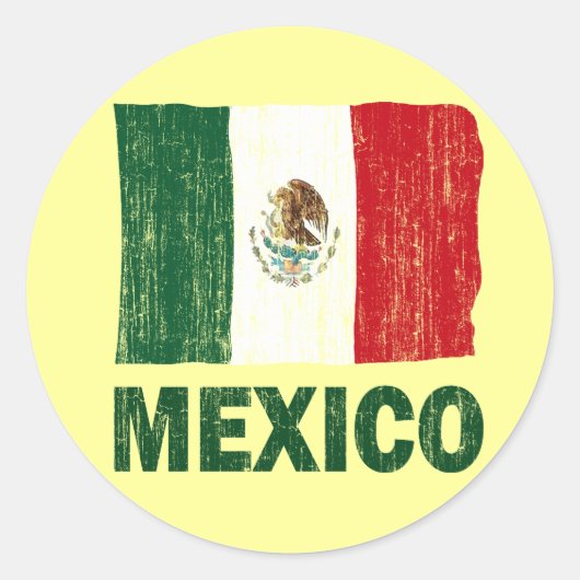 NOODLIJDENDE STIJL MEXICO VLAG RONDE STICKER (Voorkant)