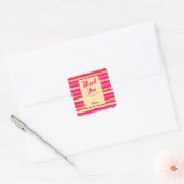 Noodlijdende Strepen Roze Peach Kleurrijk Dank u Vierkante Sticker (Envelop)