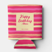 Noodlijdende Strepen Roze Peach Kleurrijke Verjaar Blikjeskoeler (Achterkant)