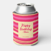 Noodlijdende Strepen Roze Peach Kleurrijke Verjaar Blikjeskoeler (Blikje Achterkant)
