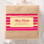 Noodlijdende strepen Roze perzik Modern Adres Etiket (Insitu)