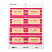 Noodlijdende strepen Roze perzik Modern Adres Etiket (Full Sheet)