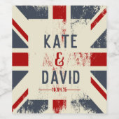 Noodlijdende Union Jack Custom Wedding Wine Beer Wijn Etiket (Enkel label)