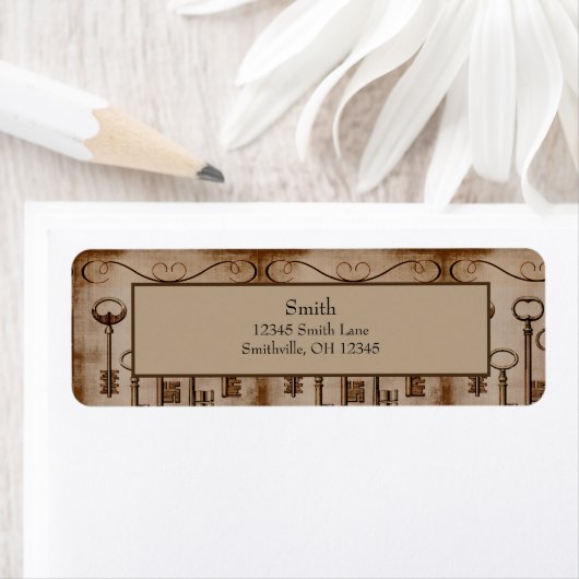 Noodlijdende Victoriaans  Antiek Skeleton Keys Etiket (Insitu)