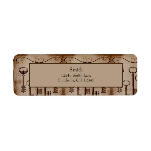 Noodlijdende Victoriaans  Antiek Skeleton Keys Etiket (Voorkant)