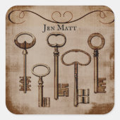 Noodlijdende Victoriaans Antiek Skeleton Keys Vierkante Sticker (Voorkant)