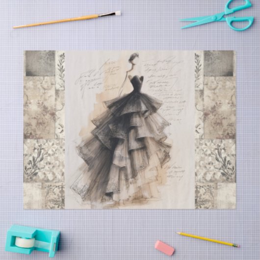 Noodlijdende Victoriaans  Dress Ephemera Tissuepapier (Craft)