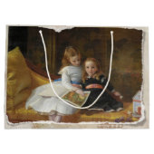 Noodlijdende Victoriaans Twee Jonge Meisjes Gift B Large Cadeautasje (Achterkant)