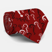 Noodlijdende vraagtekens Stropdas- Wit, Zwart, Mar Stropdas (Opgerold)