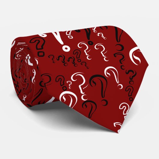 Noodlijdende vraagtekens Stropdas- Wit, Zwart, Mar Stropdas (Opgerold)