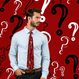 Noodlijdende vraagtekens Stropdas- Wit, Zwart, Mar Stropdas