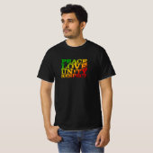 Noodlijdende Vrede Liefde Eenheid Respecteer Rasta T-shirt (Voorkant volledig)