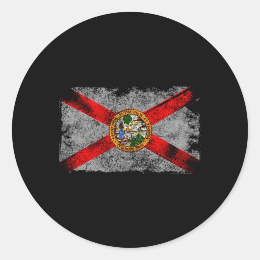 Noodlijdende VS Patriottische Vlaggenstaat Florida Ronde Sticker (Voorkant)