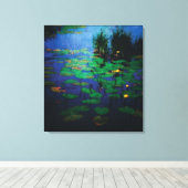 Noodlijdende Waterlelie Bloemen op Water in Moeras Canvas Afdruk (Insitu (Houten vloer))