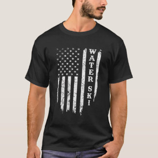 Noodlijdende waterski - Amerikaanse vlag skiën Pat T-shirt