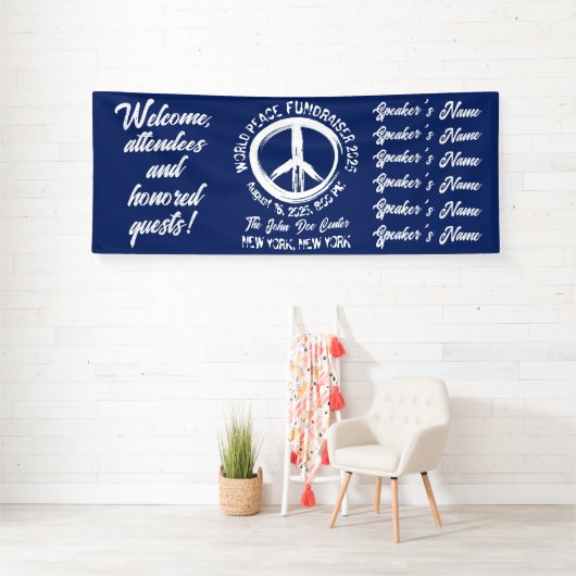 "Noodlijdende" Wereld Vrede Fundraiser Spandoek (Insitu)