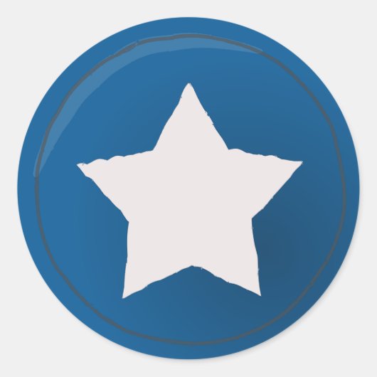 Noodlijdende Witte Ster op Blauw 4 juli Ronde Sticker (Voorkant)