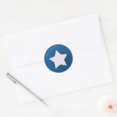 Noodlijdende Witte Ster op Blauw 4 juli Ronde Sticker (Envelop)
