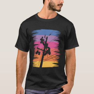 Noodlijnige Lijn Macht Pool Kabellijn T-shirt
