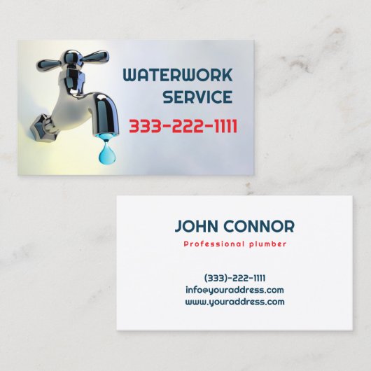 Noodloodgieter Service Pijpen Reparatie Visitekaartje (Voorkant / Achterkant)