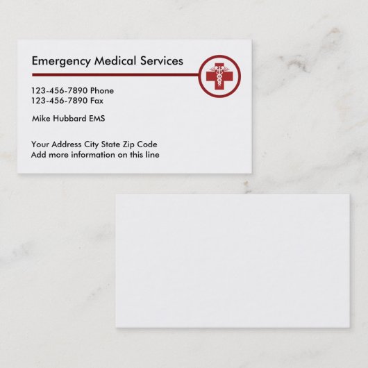 Noodmedisch Visitekaartje (Voorkant / Achterkant)