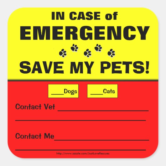 Noodmelding Red mijn huisdieren Stickers (Voorkant)