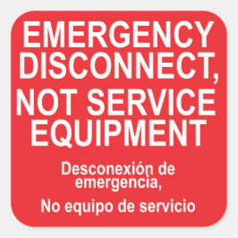 Noodontkoppeling, geen servicelabel vierkante sticker