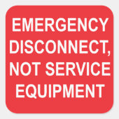 Noodontkoppeling, geen servicelabels vierkante sticker (Voorkant)