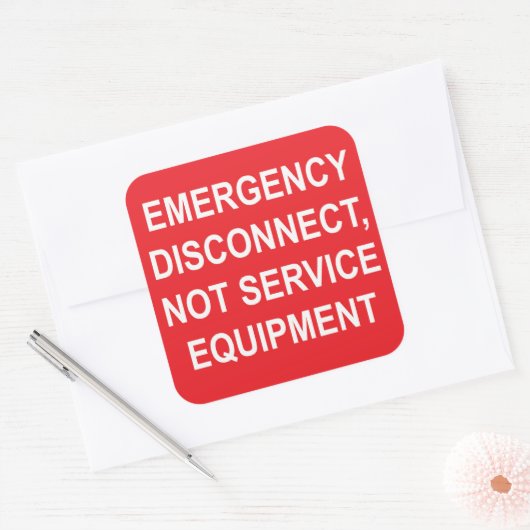 Noodontkoppeling, geen servicelabels vierkante sticker (Envelop)