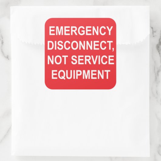 Noodontkoppeling, geen servicelabels vierkante sticker (Tas)