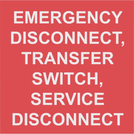 Noodontkoppeling, label overdrachtschakelaar (Voorkant)